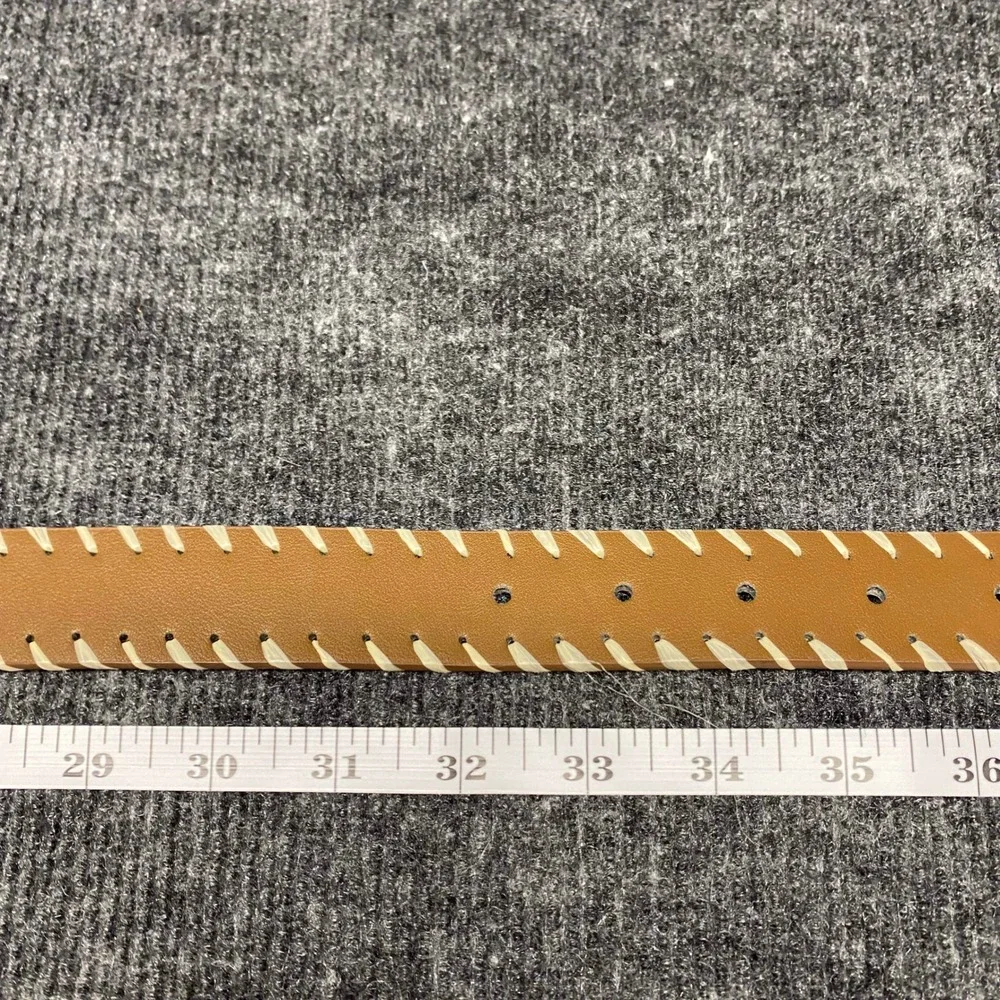 ASOS DESIGN Tan Brown Whipstitch Belt Gold Buckle S/M 115808552 Western Boho